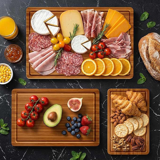 3 Pack Bamboo Cutting Board Set - Image 8