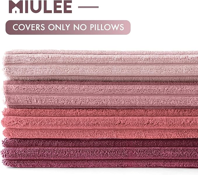 MIULEE Pack of 4 Purple Pink Valentines Corduroy Decorative Throw Pillow Covers - Image 6