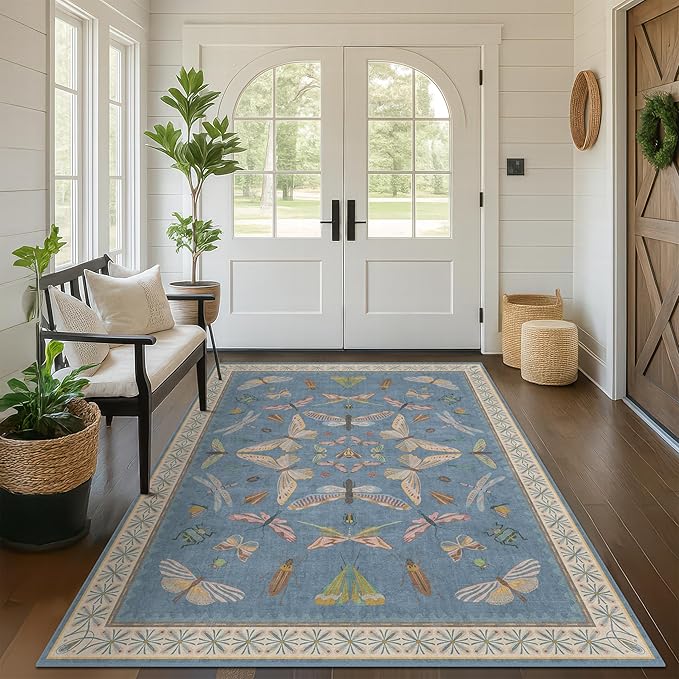 Blue Washable Kids Playroom Rug - Image 3