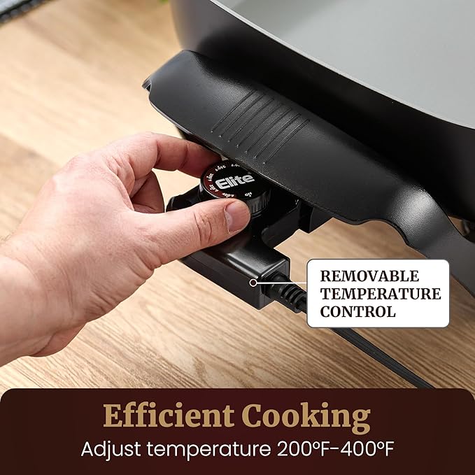 Elite Gourmet 12" x 12" x 3" Ceralast™ PFAS Free Ceramic Electric Skillet - Image 4