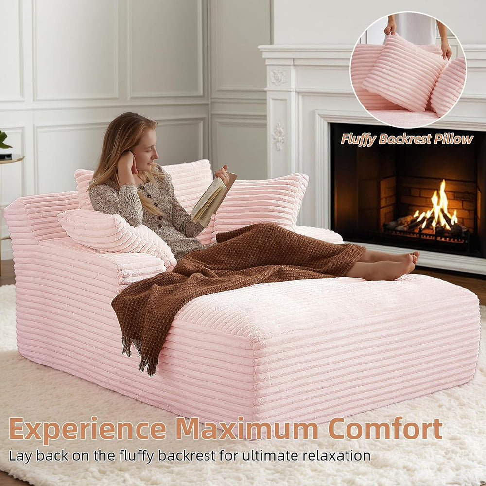 Oversized Chaise Lounge Chair Indoor Bedroom, Comfy Corduroy Upholstered Sofa...