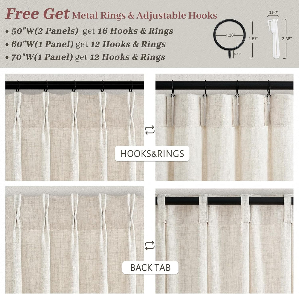 Birch Thick Linen 50 Inch Wide Viral Curtains 90 Inches Long for Sliding Glas...