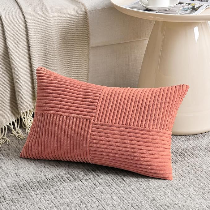 Fancy Homi 2 Packs Coral Lumbar Decorative Throw Pillow Covers 16x28 Inch - Image 2