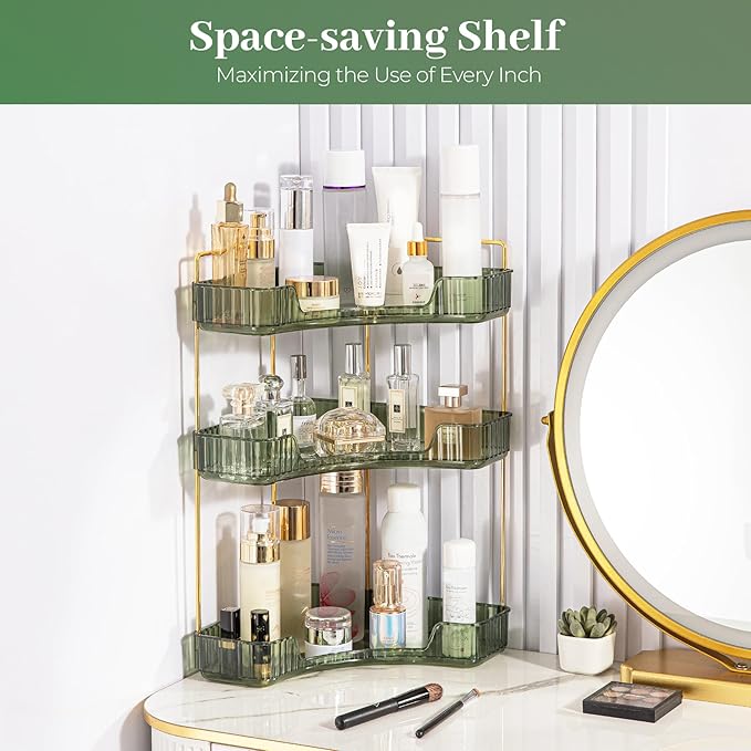 Aveniee Corner Bathroom Counter Organizer, 3 Tier Makeup Perfume Storage