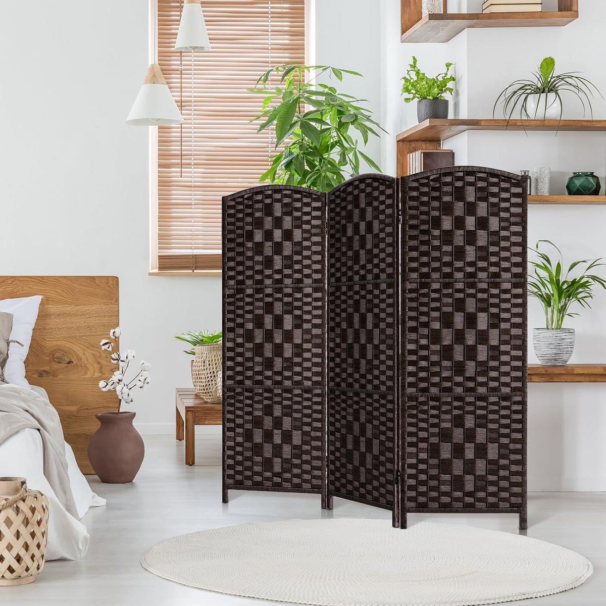 hallybee short room divider folding privacy screens,3 panel, main product view