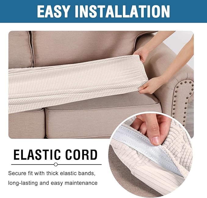 H.VERSAILTEX Super Stretch Individual Seat Cushion Covers Sofa Covers Couch - Image 5
