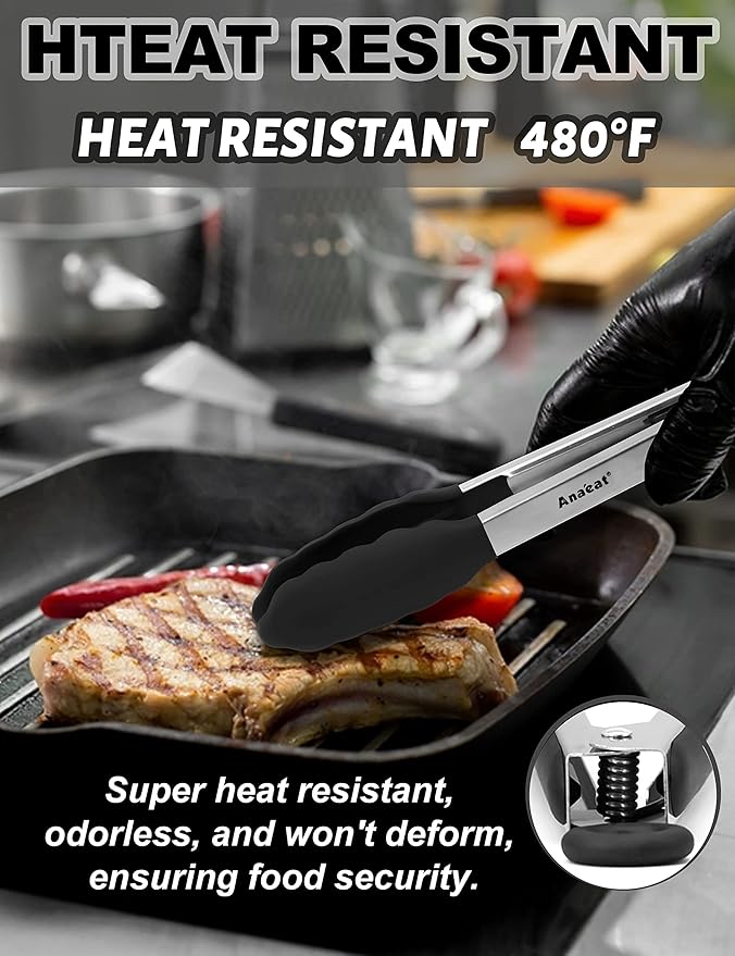Anaeat Non-Stick Silicone Locking Tong - Image 4