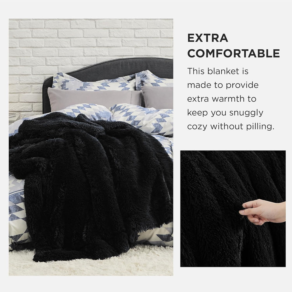 Bedsure Faux Fur Fluffy Sherpa Fleece Queen Bed Blanket Black 90"x90"