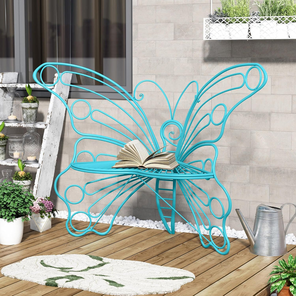 DIBRATY 50 Inches Outdoor Bench, Garden Bench with Sturdy Iron Metal Frame, P...