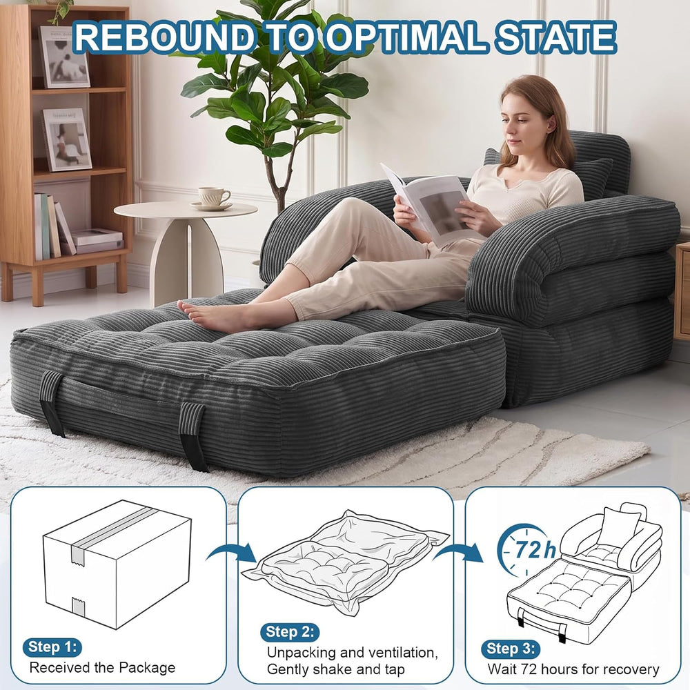 Folding Sofa Bed, 3-in-1 Convertible Sleeper Chair with Pillow