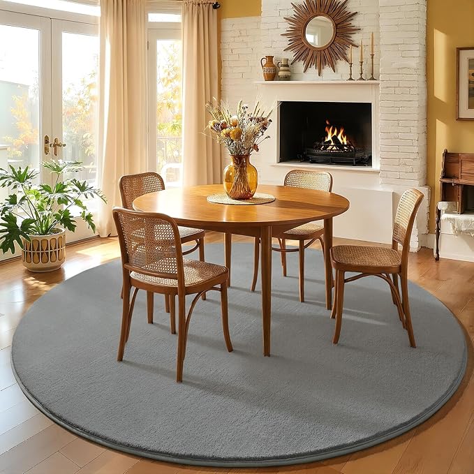 Amearea Grey Round Area Rugs 5ft Washable Circle Rugs - Image 9