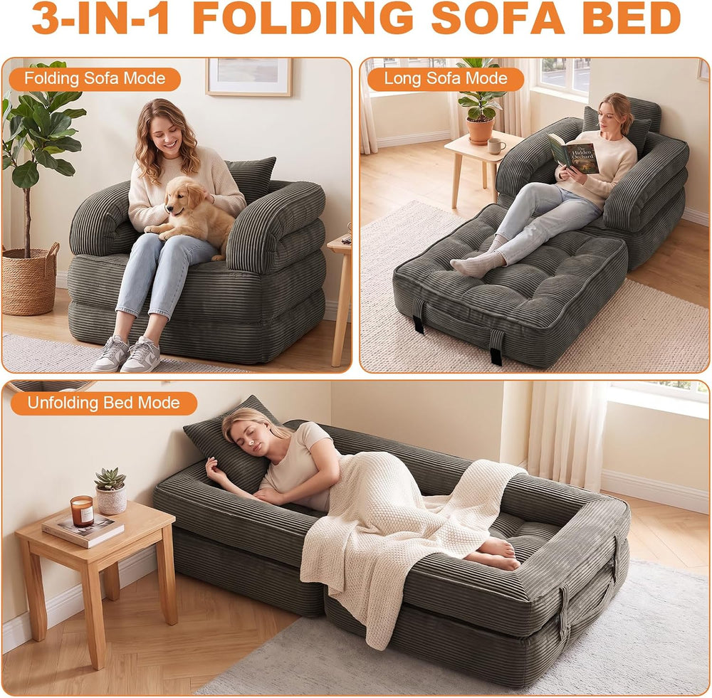 Convertible Sofa Bed, Boneless Sleeper Chair Bed for Living Room