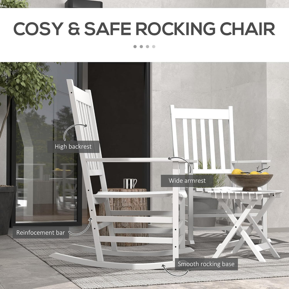 Outsunny Outdoor Rocking Chair Set of 2 with Side Table, Patio Wooden Rocking...