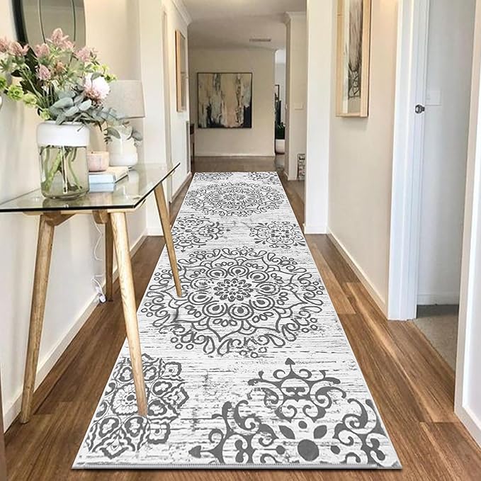 HEBE Hallway Runner Rug 3'x10' Washable Vintage Distressed Area Rugs Non Slip - Image 7