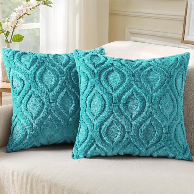 decorUhome Summer Throw Pillow Covers 24x24 Inch Set of 2, Soft Plush Faux Wool by decorUhome