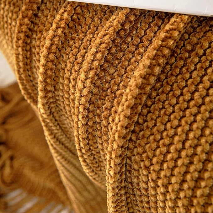 lifein Throw Blanket for Couch, Soft Boho Decor Bed Throw, Cozy Brown Knitted - Image 5