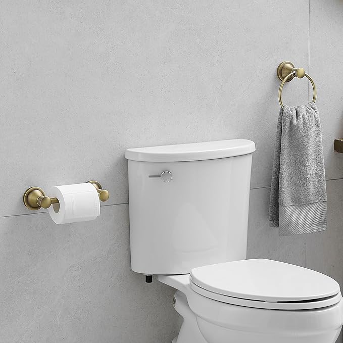 RUMOSE Toilet Paper Holder and Hand Towel Ring Antique Brass Wall Mount