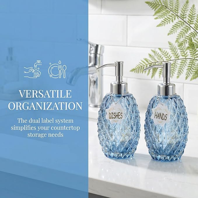MALACHI Soap Dispenser Set, Crystal-Textured Diamond Glass - Image 5