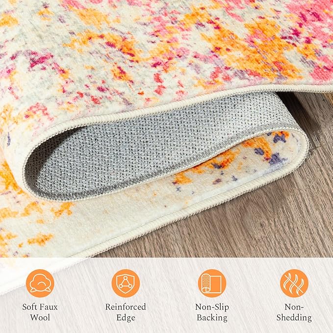 Rugflix 6x9 Area Rugs for Living Room, Washable Large Multicolor Rug - Image 7