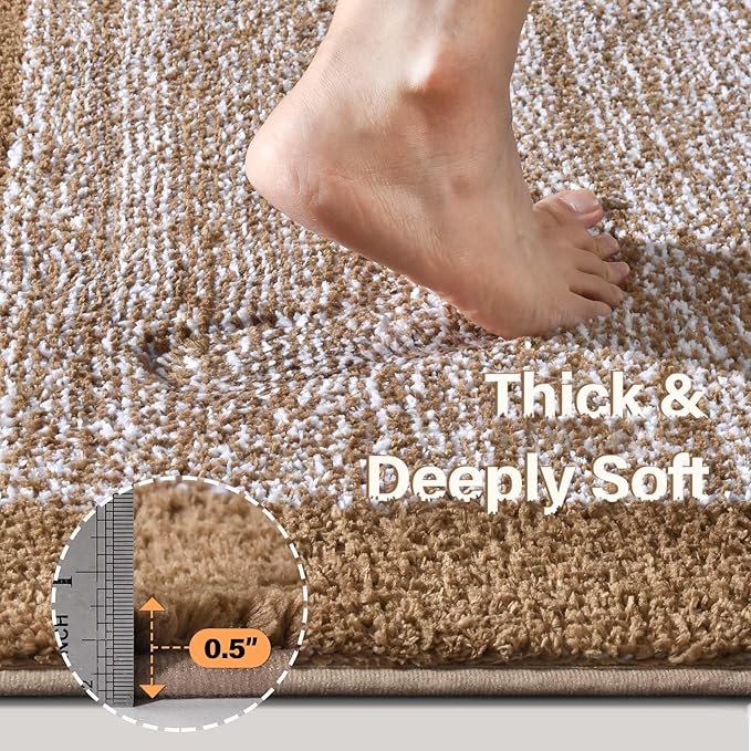 48x24 Long Bathroom Rugs Washable Non Slip, Coffee Bath Mat - Image 4