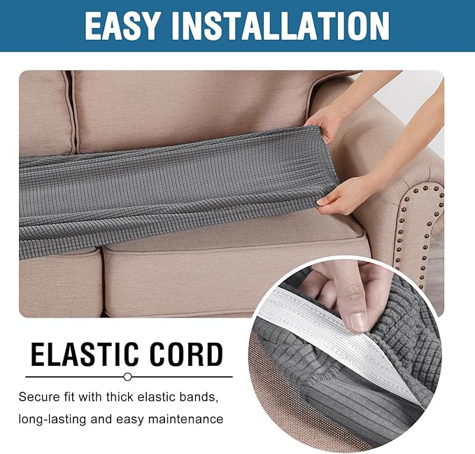H.VERSAILTEX Super Stretch Individual Seat Cushion Covers Sofa Covers Couch - Image 5