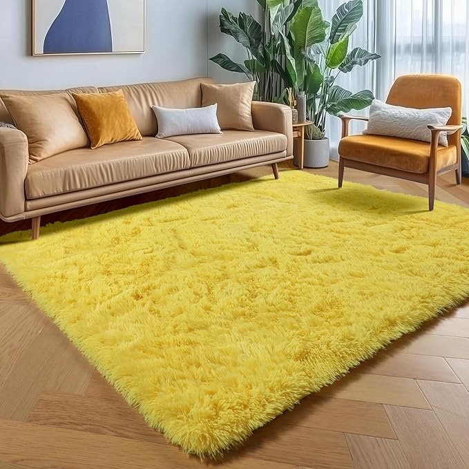 ONASAR Yellow Area Rugs for Bedroom Living Room, Fluffy 4x6 Indoor Bedside - Image 8