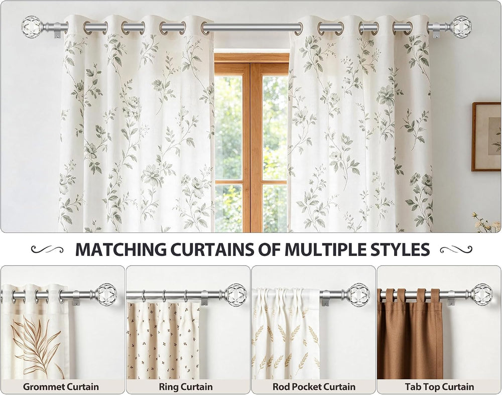 KAMANINA Silver Curtain Rods for Windows 72-144 Inch Heavy Duty Drapery Rod