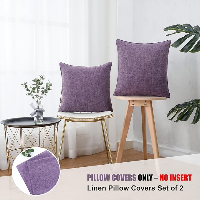 HPUK Linen Throw Pillow Covers Pack of 2, 18x18 Inch Accent Cushion Covers - Image 3