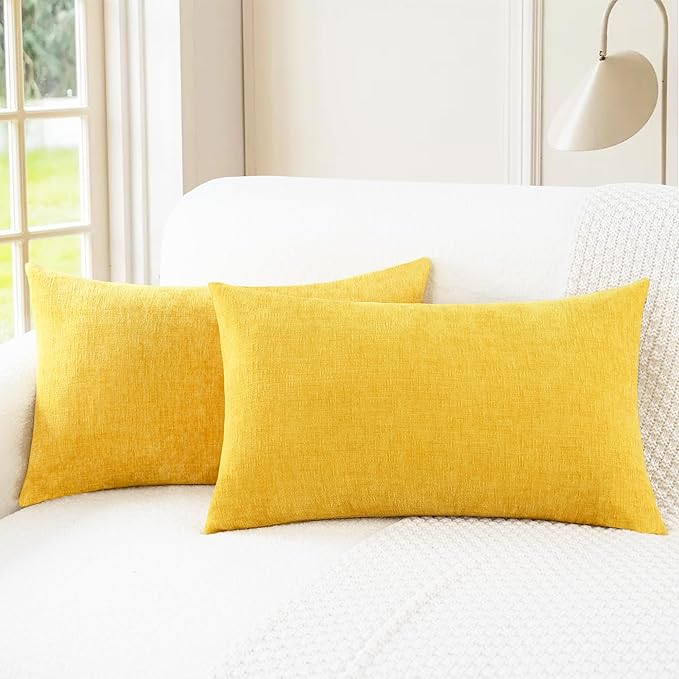 CaliTime Throw Pillow Covers Decorative 16 X 26 Inches Pack of 2 Cozy Chenille by CaliTime