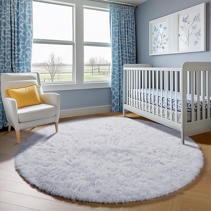 ONASAR White Round Area Rugs 5ft, Soft Bedroom Circle Rug Floor Mat - Image 8