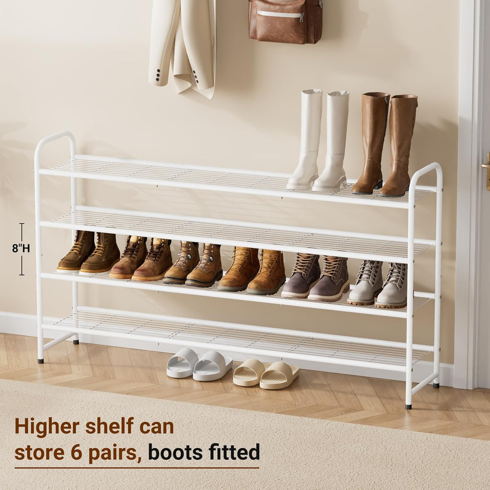 KEETDY 4-Tier Long Shoe Rack for Closet Floor, Wide Shoe Organizer Storage, S...