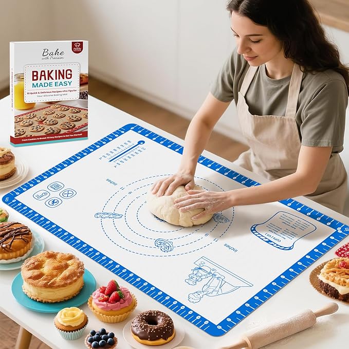 Non Stick Silicone Pastry Mat for Dough Rolling, Silicone Baking Mat by Bredominant