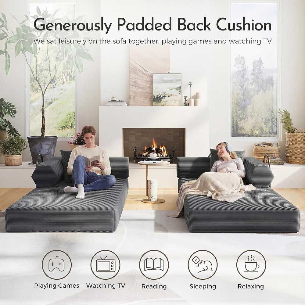 79" Convertible Sofa Bed, Boneless Couch for Living Room