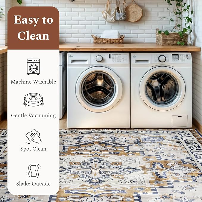 Rugflix 9x12 Area Rug for Living Room, Machine Washable Area Rugs - Image 5