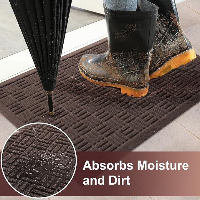 Mibao Front Door Mat Indoor Outdoor Entrance, Dirt Trapping Waterproof - Image 2