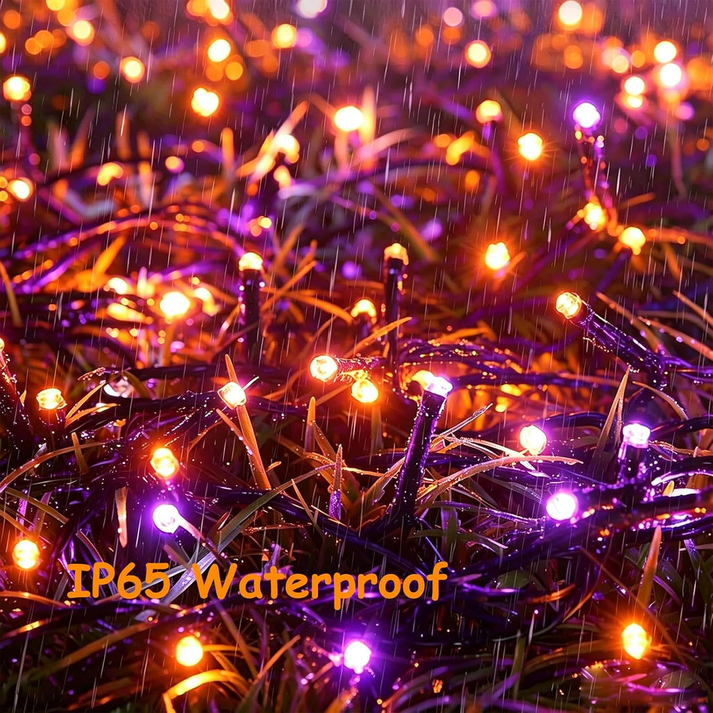 Jedavai 6Pack 240FT 600 LED Solar Halloween String Lights, Orange & Purpl...