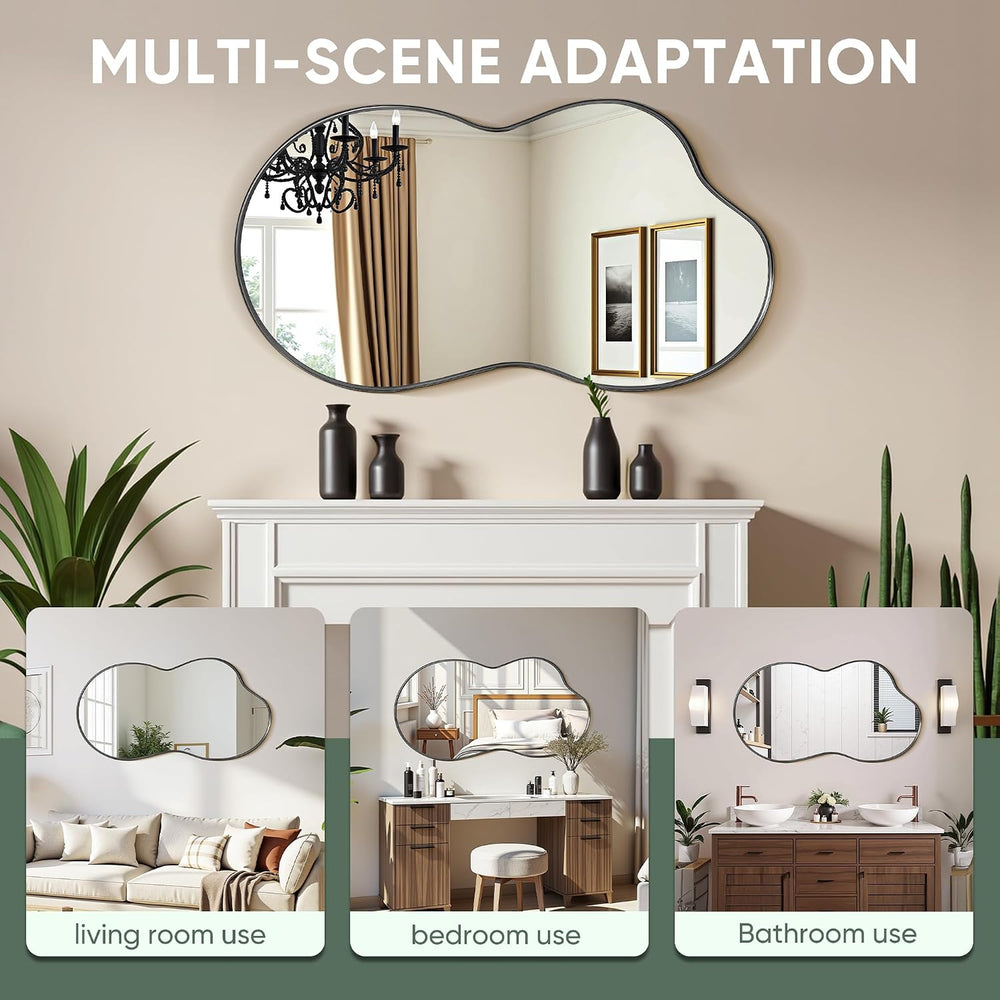 Suidia Irregular Wall Mirror, 36"x20" Bathroom Mirror Asymmetrical ...