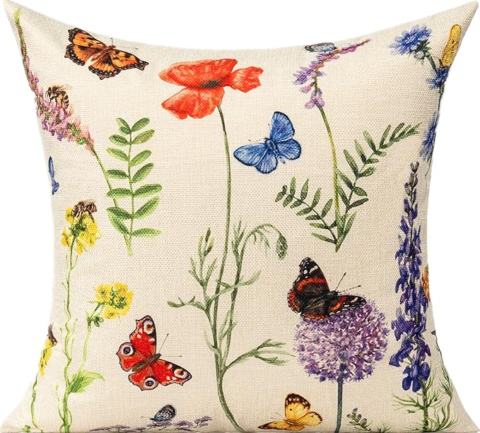 All Smiles 16 x 16 Throw Pillow Covers Outdoor Spring Summer Garden Flowers - Image 3