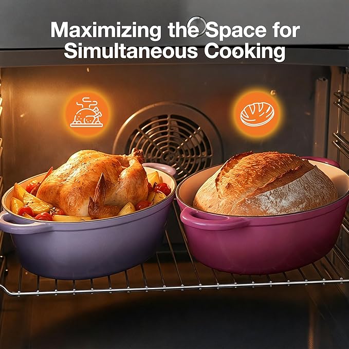 Oval Dutch Oven for Bread Baking, 4.5 Quart Non Stick Enameled Cast Iron Dutch - Image 4
