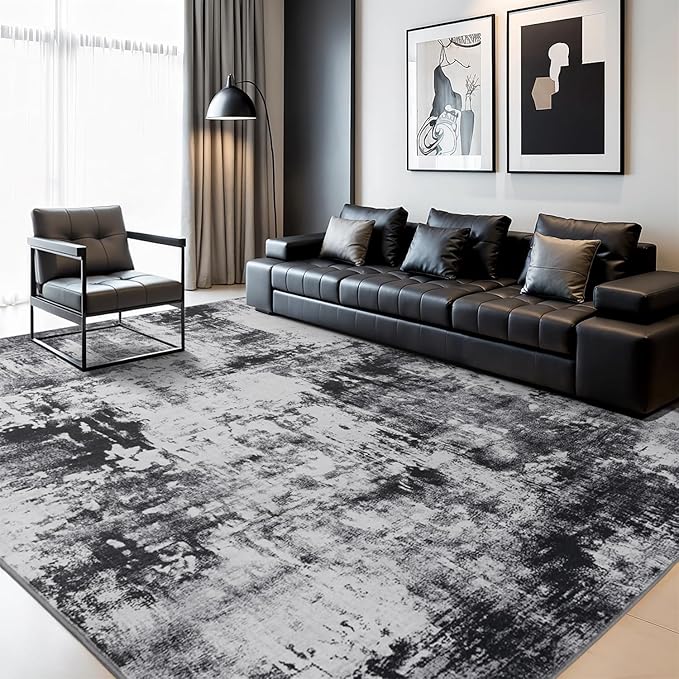 Rugflix 8x10 Area Rugs for Living Room, Big Washable Dark Carpet Non-Slip for - Image 9