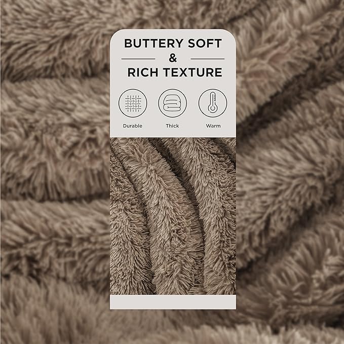 Bedsure GentleSoft Fluffy Light Chocolate Brown Throw Blanket, Soft Fuzzy - Image 2