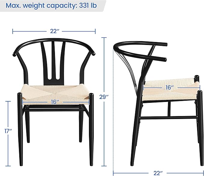 Yaheetech Weave Dining Chairs Set of 6 Mid-Century Modern Dining Room Chairs ...