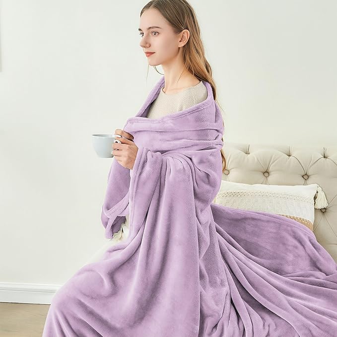 BEDELITE Fleece Blankets Queen Size Lilac Throw Blankets - Image 8