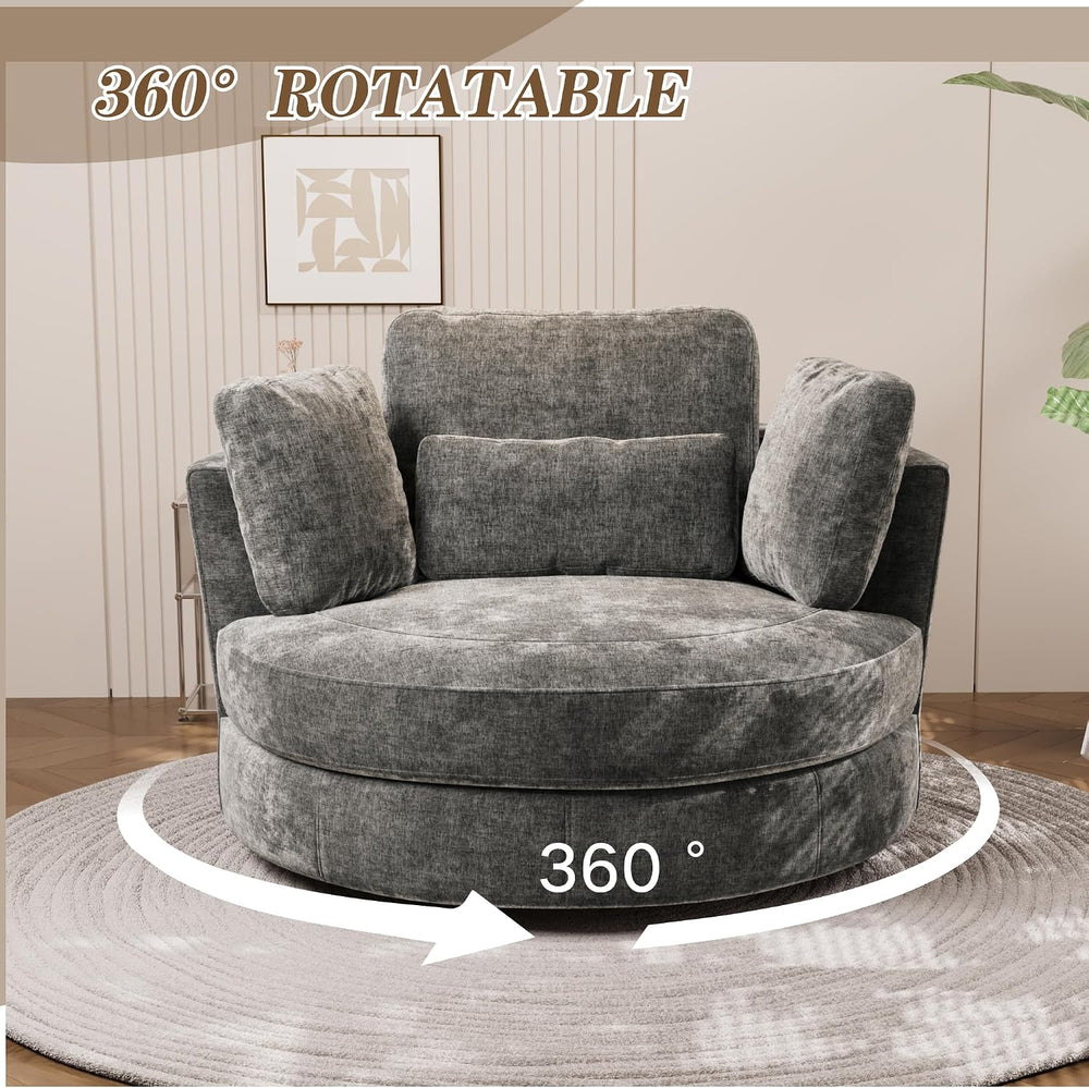 Chifee & Vingol 49.6" Oversized Swivel Accent Chair, Upholstered Rou...