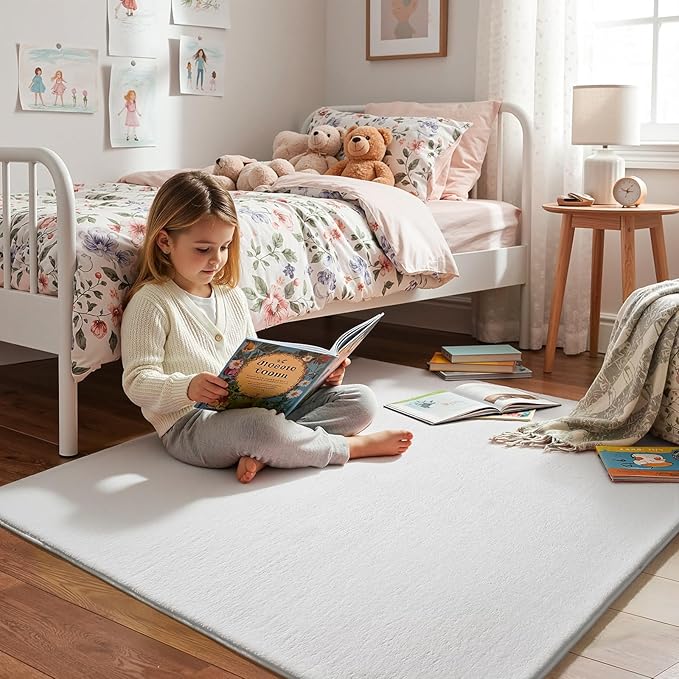 Amearea 5x5 Square Area Rugs for Bedroom Living Room, Modern White Thickened - Image 4
