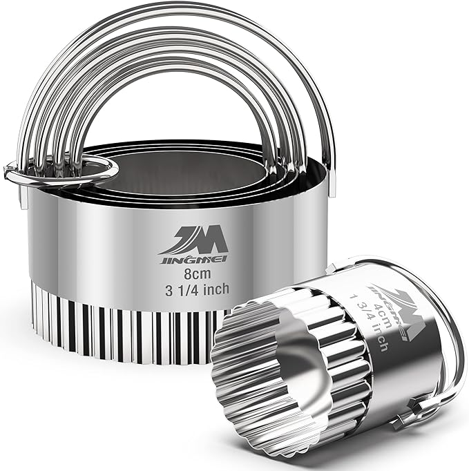 Ripple Biscuit Cutter Set 1.75inch 2inch 2.25inch 2.75inch 3.25inch, Stainless by MJINGMEI