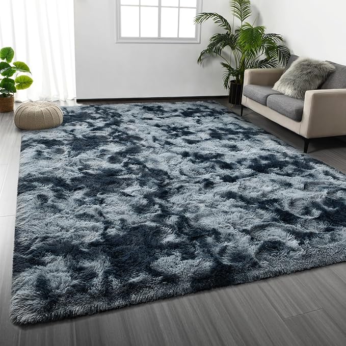 Deerhoo Large Shag Area Rugs 9 x 12, Tie-Dyed Plush Fuzzy Rugs by Deerhoo