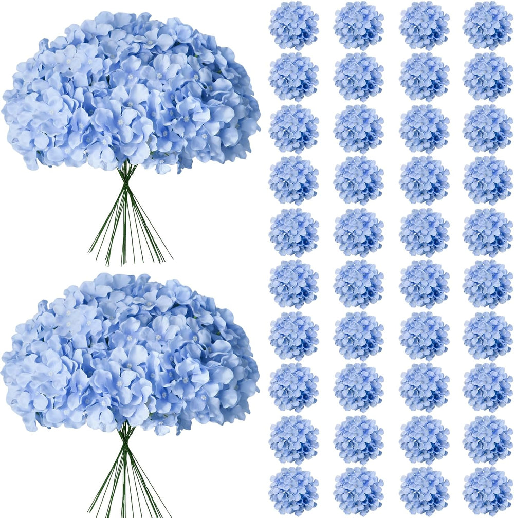 65Pcs Blue Hydrangea Artificial Flowers Bulk for Home Decor