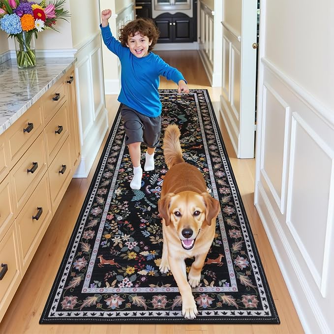 HEBE Washable Hallway Runner Rug 2'x 8' Non Slip Kitchen Rugs Runner, Low Pile - Image 8