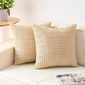 Pack of 2 Corduroy Decorative Throw Pillow Covers 16x16 Inch Soft Striped by Unknown